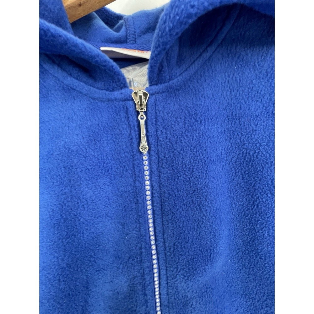 NWT Quacker Factory Blue Fleece Jacket Women's Size S Rhinestone Zipper Hoodie - Picture 7 of 11